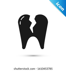 Black Broken tooth icon isolated on white background. Dental problem icon. Dental care symbol.  Vector Illustration