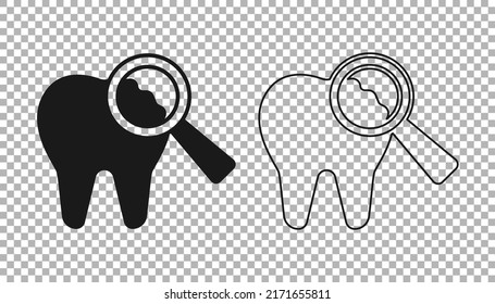 Black Broken tooth icon isolated on transparent background. Dental problem icon. Dental care symbol.  Vector