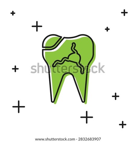 Black Broken tooth icon isolated on white background. Dental problem icon. Dental care symbol.  Vector Illustration