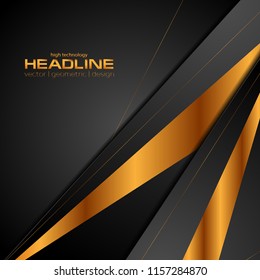 Black and bronze colors abstract corporate design. Vector background