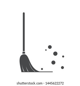 black  broom for cleaning . vector illustration