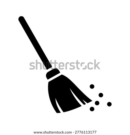 Black broom sweeping small black dots cleaning