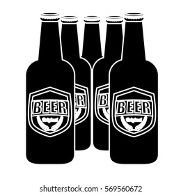 black brown bottle of beer icon image design, vector illustration