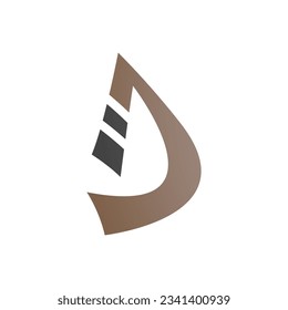 Black and Brown Curved Strip Shaped Letter D Icon on a White Background