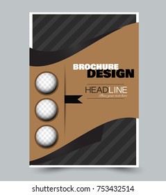 Black and brown flyer template. Abstract brochure design. Annual report cover background. For business, education, advertisement. Editable vector illustration.