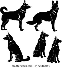 A black and brown German Shepherd Dog is standing vector illustration