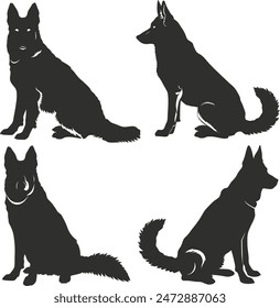 A black and brown German Shepherd Dog is standing vector illustration