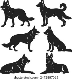 A black and brown German Shepherd Dog is standing vector illustration