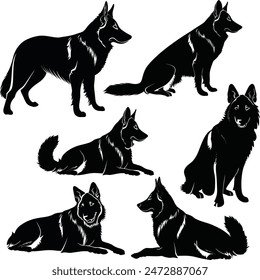 A black and brown German Shepherd Dog is standing vector illustration