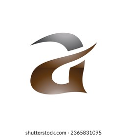 Black and Brown Glossy Curvy Spikes Letter A Icon on a White Background