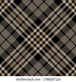 Black, Brown and gold colors diagonal modern Glen plaid Scottish seamless pattern.Texture from plaid,tablecloths, clothes, shirts, dresses, jacket, skirt, paper, blankets and other textile products. 