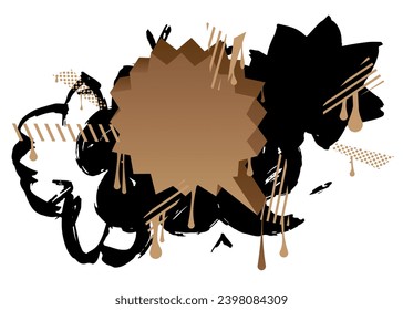 Burbuja del discurso de graffiti negro y marrón. Resumen moderno Mensajería señas decoración de arte callejero, Icono de Discusión realizado al estilo de pintura urbana aislado en fondo blanco.