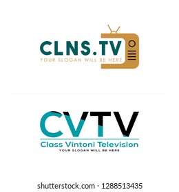 Black Brown Green Mint Television Antenna Ribbon Logo Design Concept Suitable For Channel Tv Station Entertainment Arts Industrial Business Technology