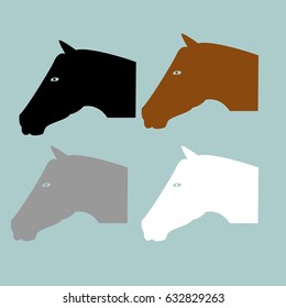 Black, brown , grey and white horse.