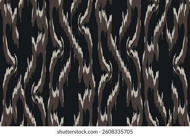 Black brown ikat swirl blur wave, motion stripe drawing flow dynamic grunge texture jagged fashion abstract colorful cloth print canvas ornament textile endless rug stroke line edge ogee brush swirl