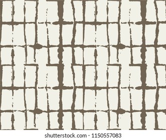Black, Brown Kimono Texture Organic Seamless Vector Design. Light Boho Batik, Wabi Sabi Tie Dye Hipster Fashion Hand Painted Geo Pattern Print. Seamless Kimono Background, Japanese Asia Geo Pattern