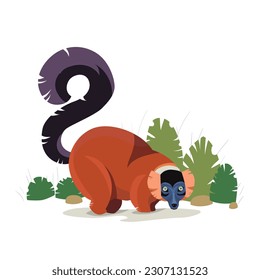 Icono de Lemur Lori marrón negro. Ilustración de vector de color
