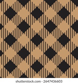  preto e marrom Lumberjack Plaid vetor padrão sem emenda