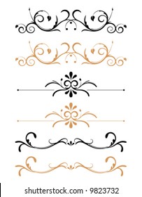 Black and brown ornamental floral page decorations and rules