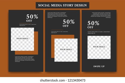 Black Brown Product Discount Promo Mobile Social Media Instagram Story Photo Template Post Design Set. Streaming Template