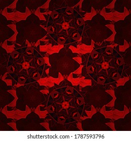 Color negro, marrón y rojo. Patrón sin foco con flores. Alfombra de plantilla para el esquema de la página del libro de colorantes orientales vectorial de Mandala floral.