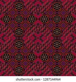 Black, brown and red polygonal illustration consisting of rectangles. Vector rectangular design for your business. Creative geometric seamless pattern.