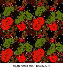 Black, brown and red textured smears heart shapes vector objects isolated with black, brown and red elements on background.