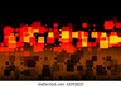 Black brown red yellow vector abstract glowing background with random sizes rounded corners tiles 