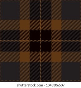 Black And Brown Tartan Plaid. Trendy Scottish Cage Textile Pattern.