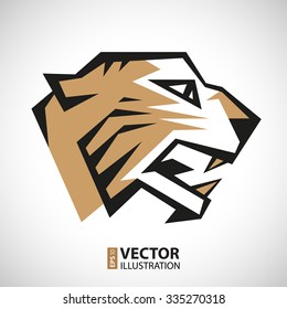 Black and brown tiger head logotype on white background. RGB EPS 10 vector illustration