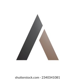 Black and Brown Trapezium Shaped Letter A Icon on a White Background