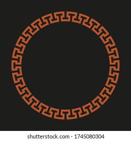 Black and brown vintage Ancient Greece ornate round frame vector