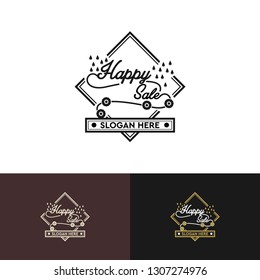 Black brown white splash rain flower rectangle square combination mark logo design concept suitable for shop fashion wedding