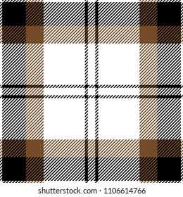 Black, brown and white tartan plaid Scottish pattern
