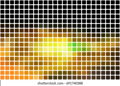 Black brown yellow green vector abstract mosaic background with rounded corners square tiles over white