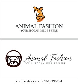 Black brown yellow initial icon symbol animal dog sketch modern logo template suitable for Fashion Clothing Business Industry Retail store cartoon cute shop care puppy veterinarian