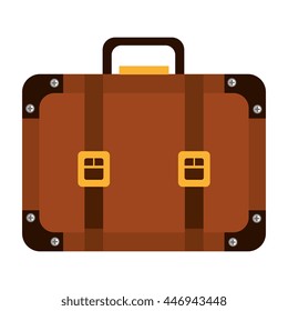 black brown and yellow suitcase over isolated background, vector illustration 