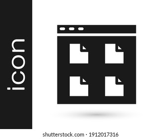 Black Browser files icon isolated on white background.  Vector
