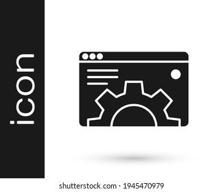 Icono de configuración del navegador negro aislado en fondo blanco. Ajuste, servicio, mantenimiento, reparación, arreglo.  Vector