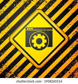 Black Browser setting icon isolated on yellow background. Adjusting, service, maintenance, repair, fixing. Warning sign. Vector Illustration