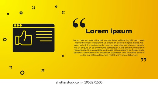 Black Browser window icon isolated on yellow background.  Vector