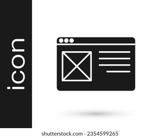 Icono de ventana del navegador negro aislado en fondo blanco.  Vector