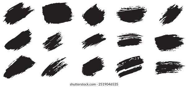 Black brush art grunge collection set background design.