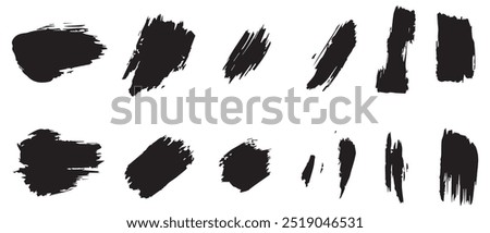 Black brush art grunge collection set background design.