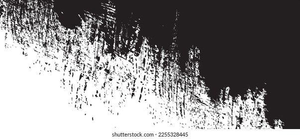 Black brush background. Black ink splash on backdrop. Brush stroke background for wallpaper, paint splatter template, dirt banner, watercolor design, dirty texture. Trendy brush background, vector