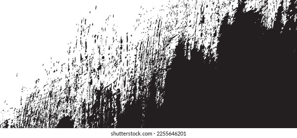 Fondo del pincel negro. Tinta negra salpicada en el fondo. Fondo de pincel de pincel para papel de pared, plantilla de bandeja de pintura, banner de suciedad, diseño de acuarela, textura sucia. Fondo de pincel de moda, vector