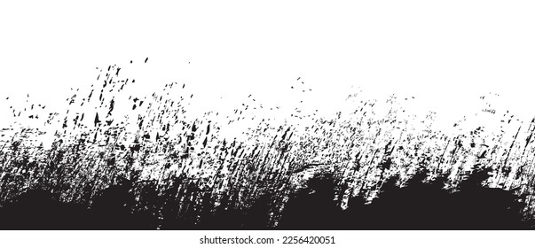 Black brush background. Black ink splash on backdrop. Brush stroke background for wallpaper, paint splatter template, dirt banner, watercolor design, dirty texture. Trendy brush background, vector