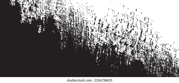 Black brush background. Black ink splash on backdrop. Brush stroke background for wallpaper, paint splatter template, dirt banner, watercolor design, dirty texture. Trendy brush background, vector