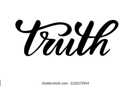 Black brush calligraphy Truth isolated on white background. Vector illustration