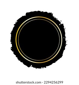 black brush circle. Ink paint brush stain. Watercolor brush texture. Round shape. Vector illustration.